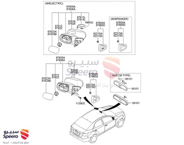 قاعدة زجاج مراية جانبية يمين - 876221M010