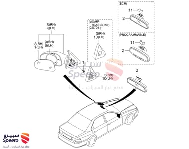 قاعدة زجاج مراية جانبية يمين - 8762225000