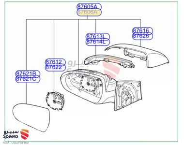 مراية جانبية يمين هونداي اكسنت 2021-2018