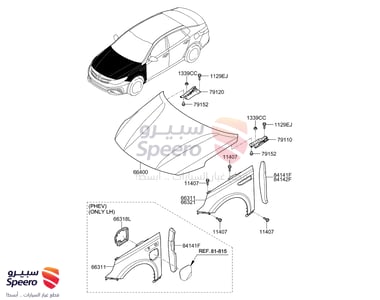 رفرف امامي يمين - 66321D4000